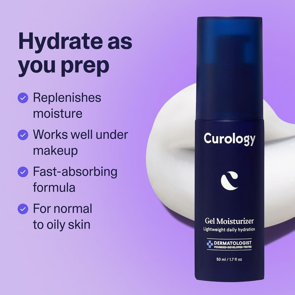 Curology Gel Face Moisturizer, Daily Face Lotion with Hyaluronic Acid, for Oily, Dry or Sensitive