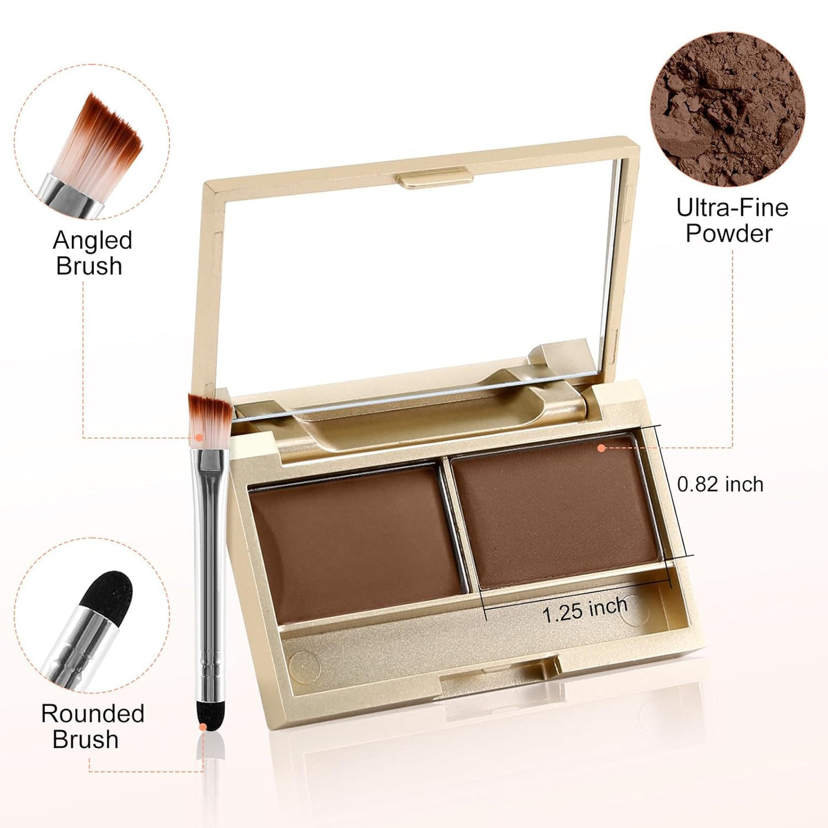 Boobeen Eyebrow Powder Kit, 2-color Waterproof Eyebrow Palette Makeup to Definer & Filler Brows