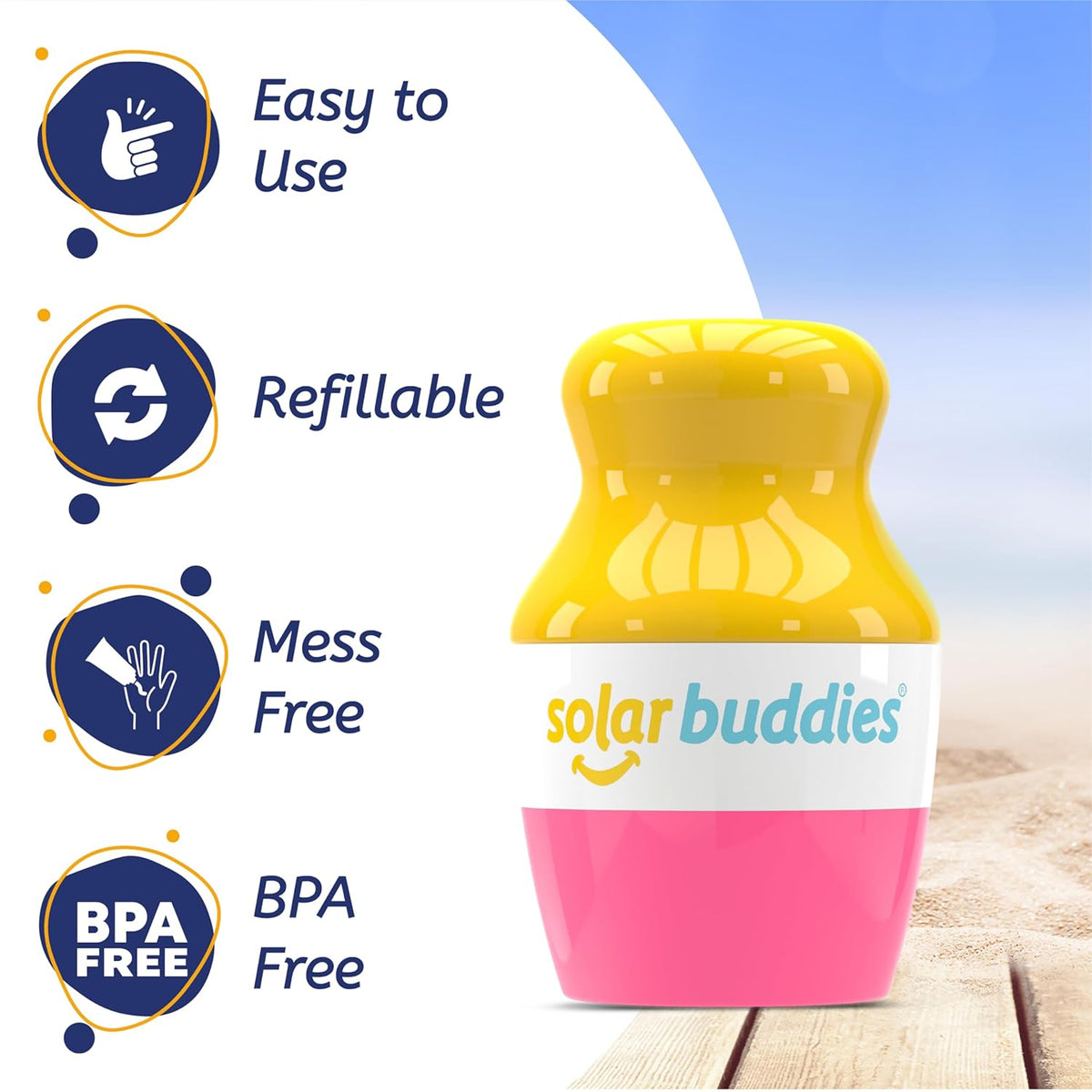 Pink Bag Bundle Solar Buddies Refillable Roll On Sunscreen Suncream Applicator Bag Bundle With