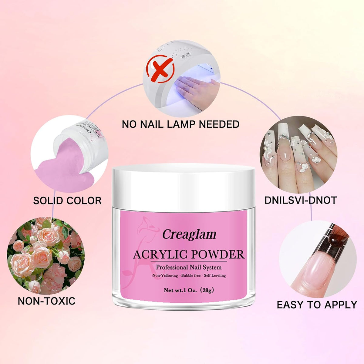Acrylic Powder Large Capacity: 3Pcs 1 Oz. Orchid Glitter Super Nail Polymer for 3D Art Carving
