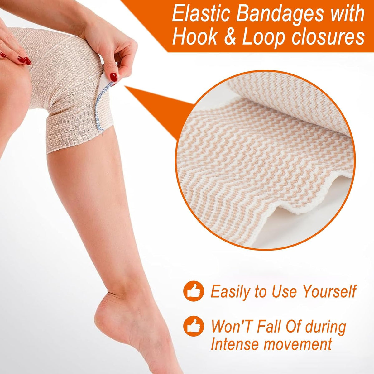 Premium Elastic Bandage Wrap 2 inch 10 Pack Reusable Versatile Self-Closing Compression Bandage