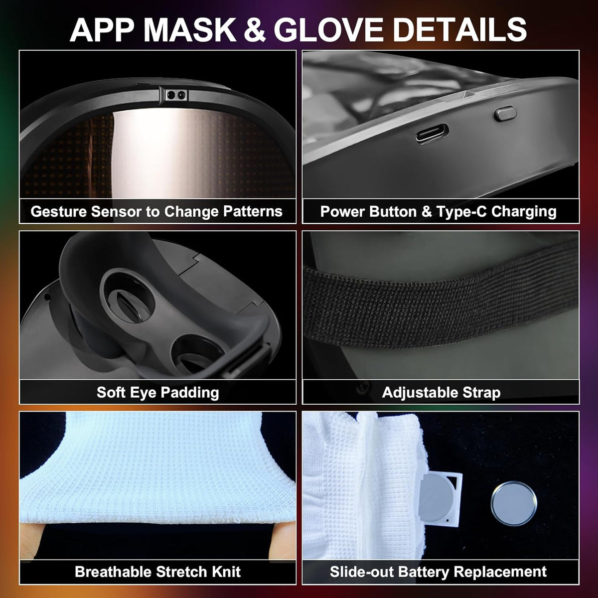 Led-Mask Gloves Halloween-Costumes For Kids Men Adult 2025, Light Up Gesture Cosplay Birthday Gifts