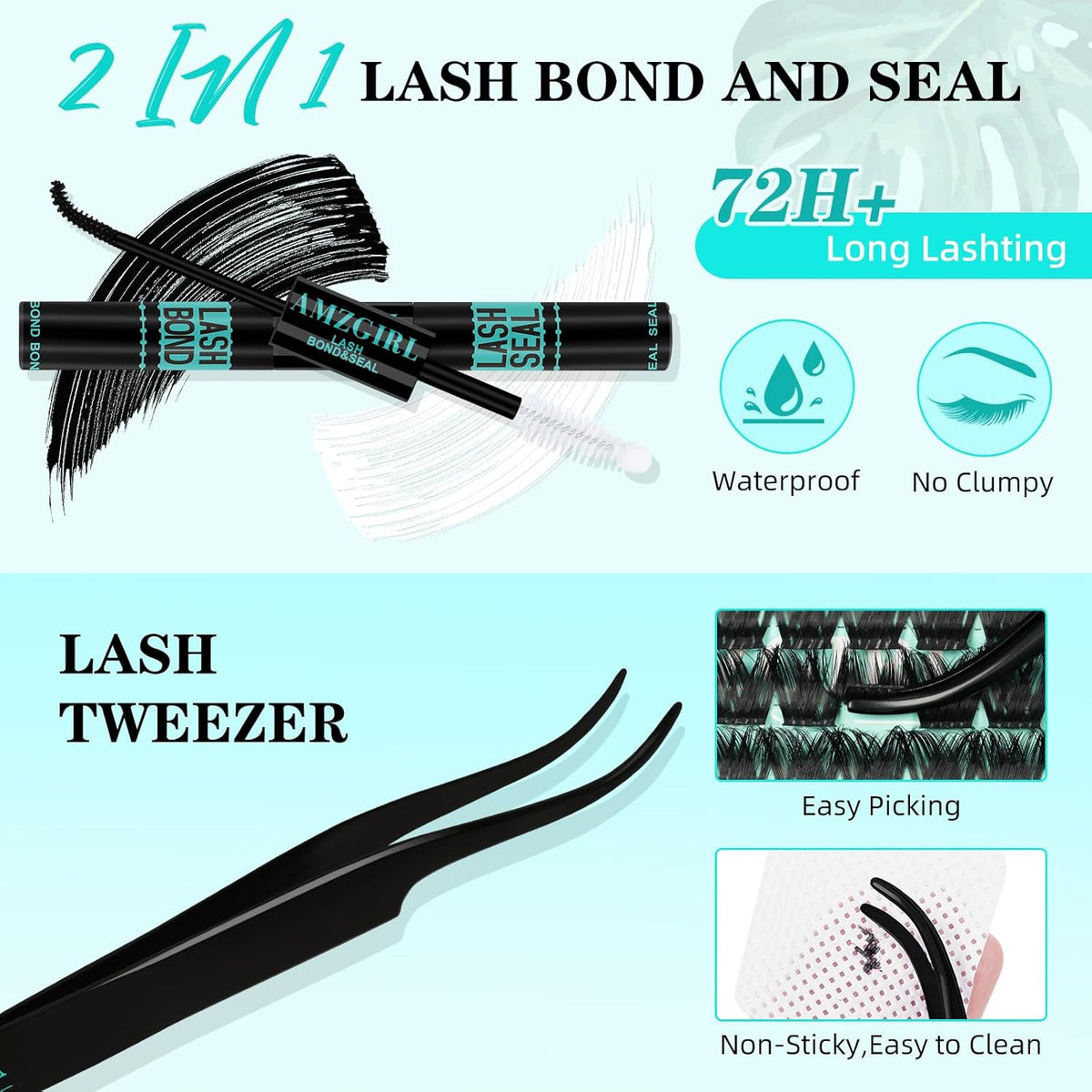 Lash Clusters Kit 168pcs Lash Extension Kit Cluster Lashes Natural Look with Lash Bond and Seal