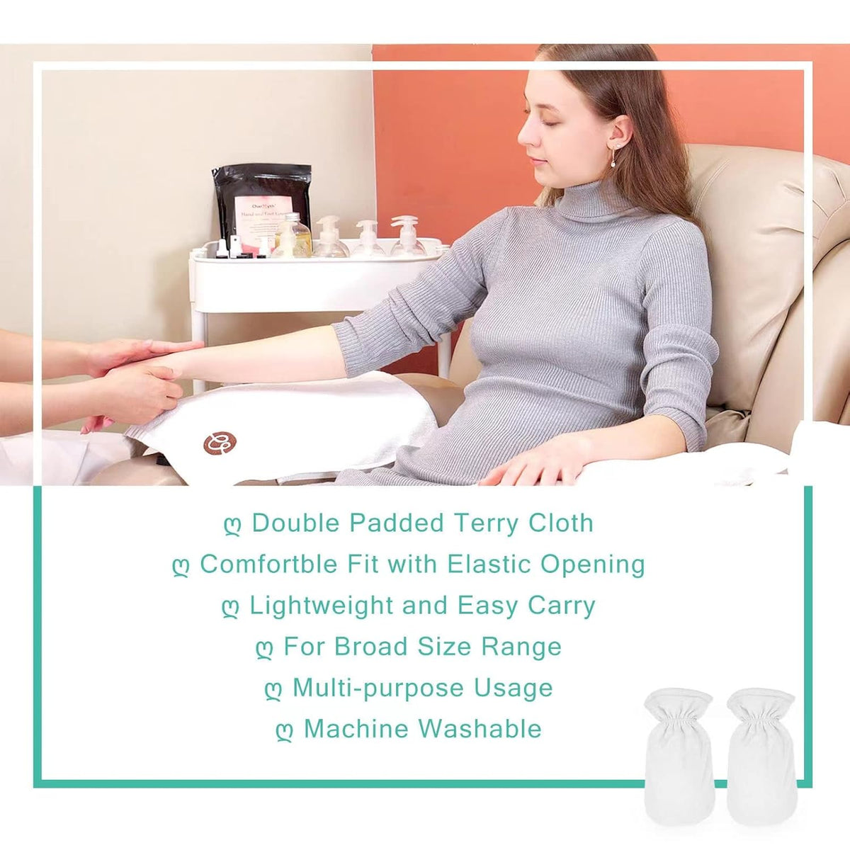 Paraffin Wax Bath Terry Cloth Gloves & Foot Liners, Paraffin Wax Machine Heated SPA Mittens Foot