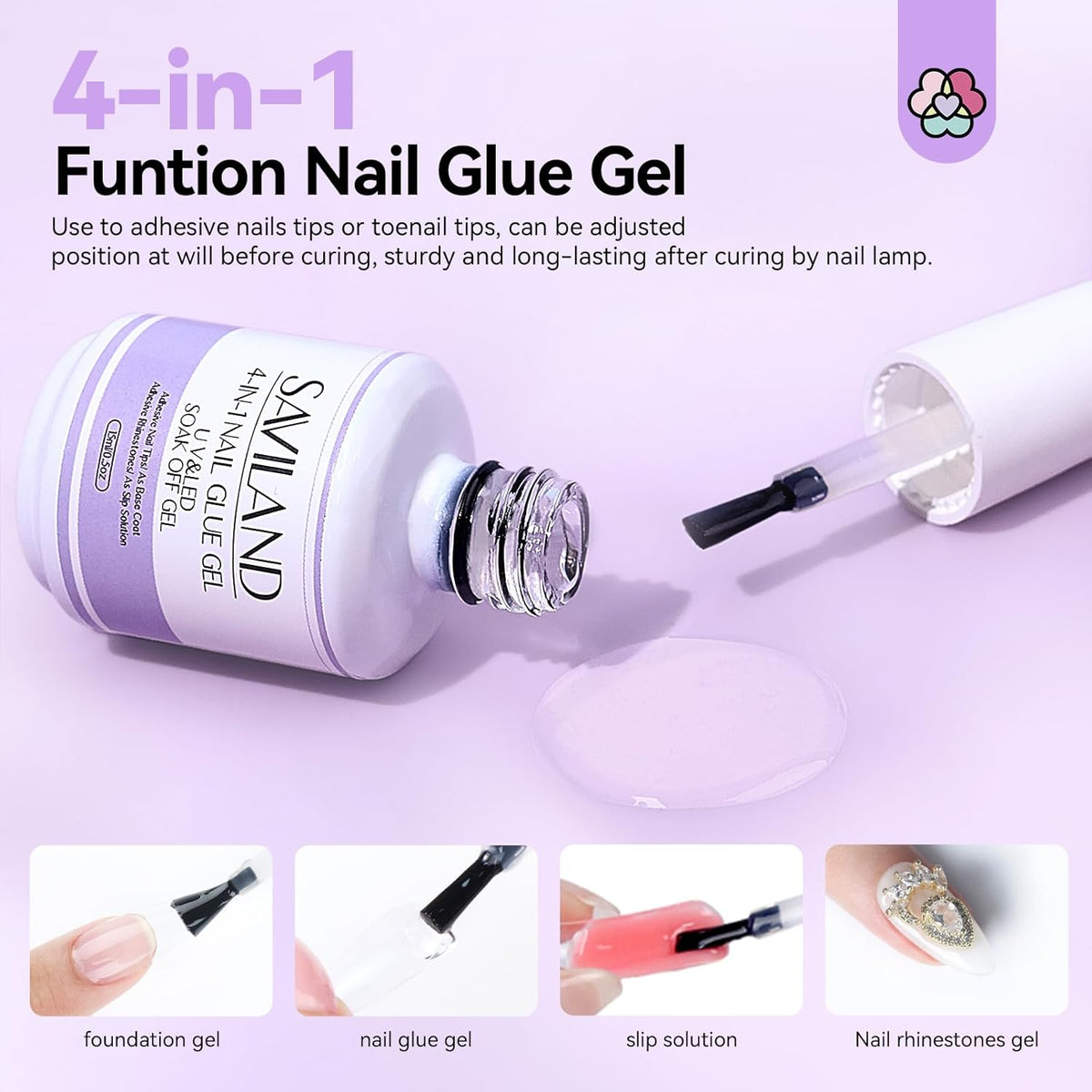 SAVILAND Gel Nail X Kit Short Square - Nail Drill Kit 500 PCS Natural False Nail Tips For Press On