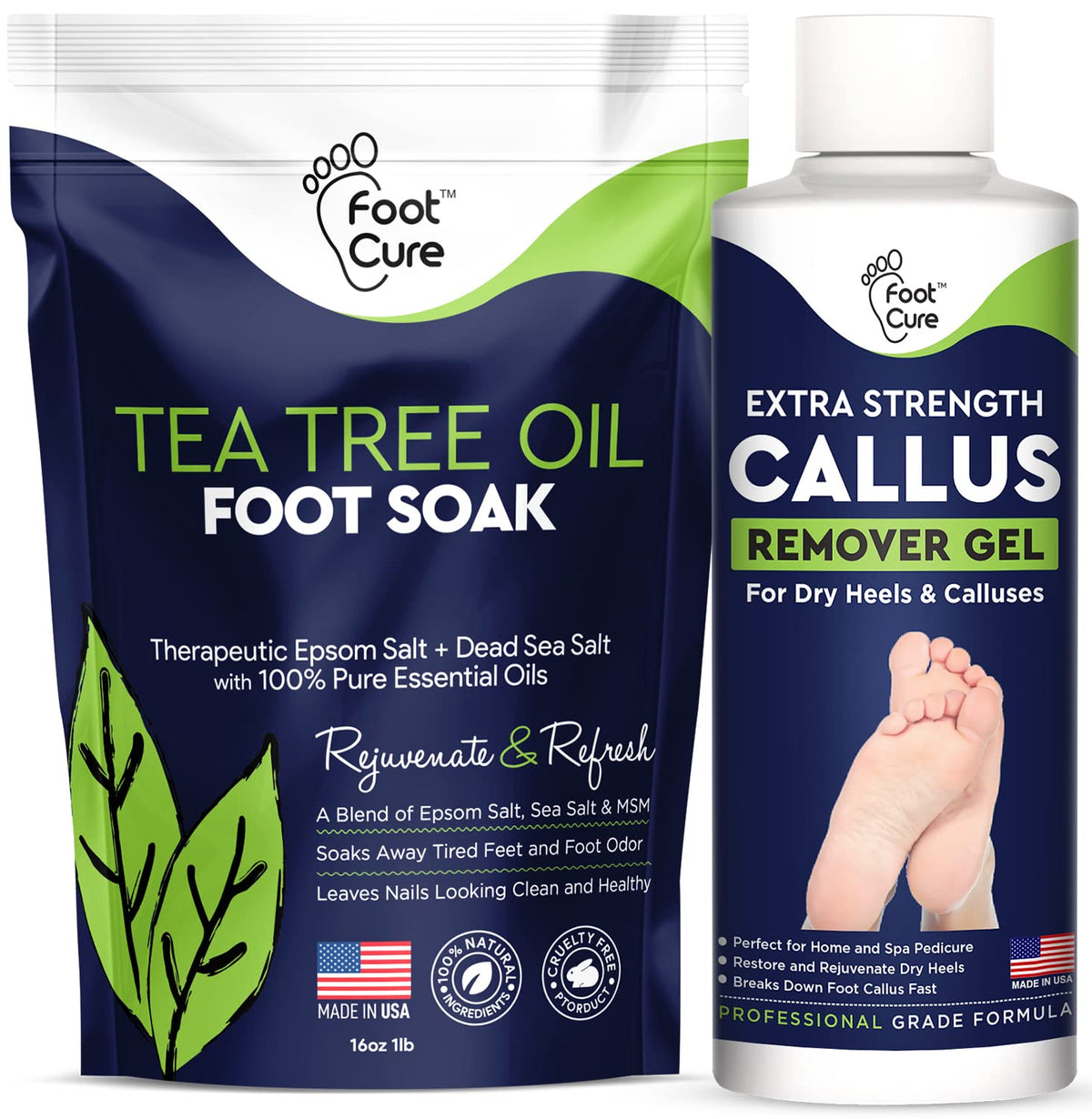 Tea Tree Foot Soak & Callus Remover Gel Kit - Extra Strength Callus Remover Gel & Foot Soak With
