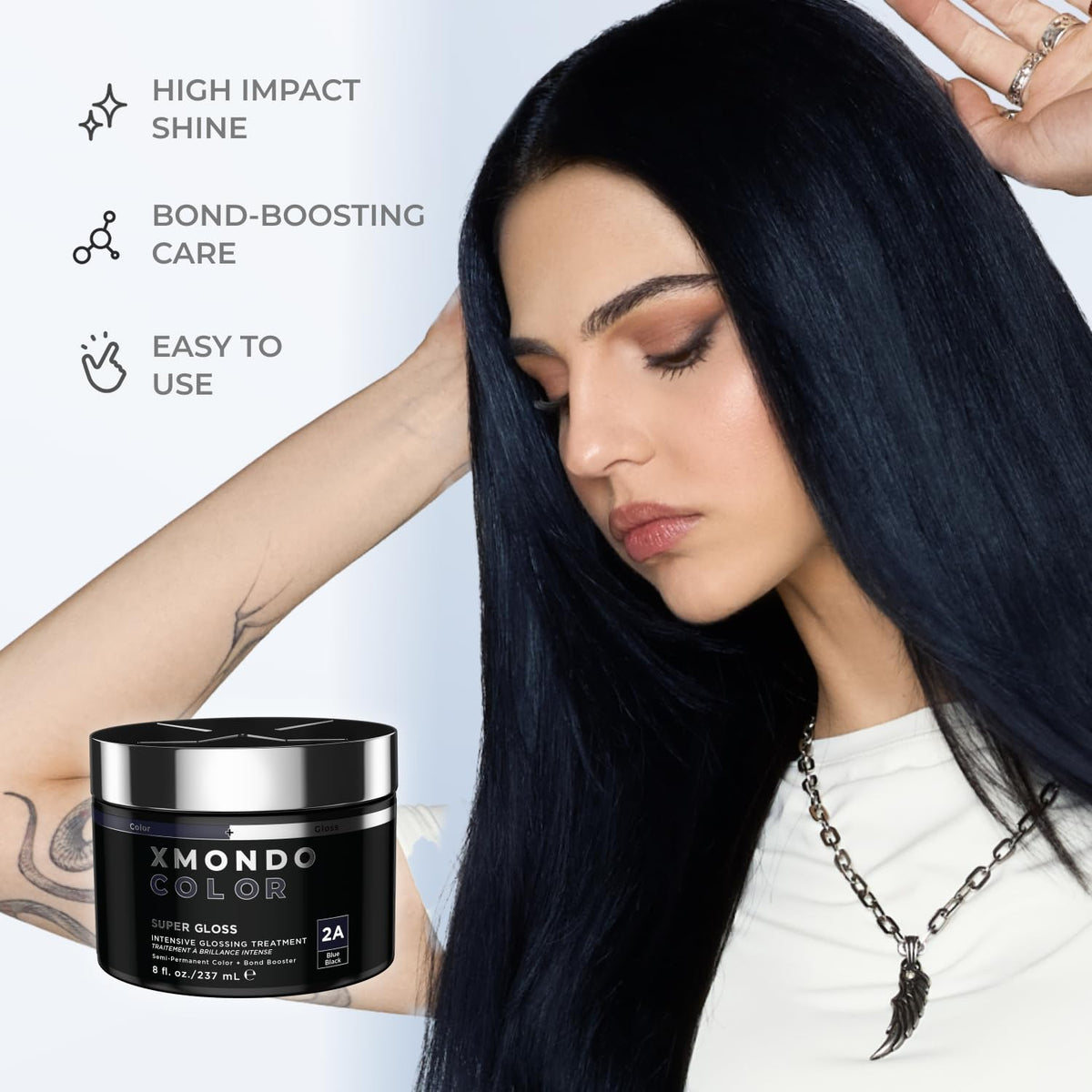 XMONDO Color Blue Black Color Depositing Mask & Semi-Permanent Hair Dye Super Gloss Infused with