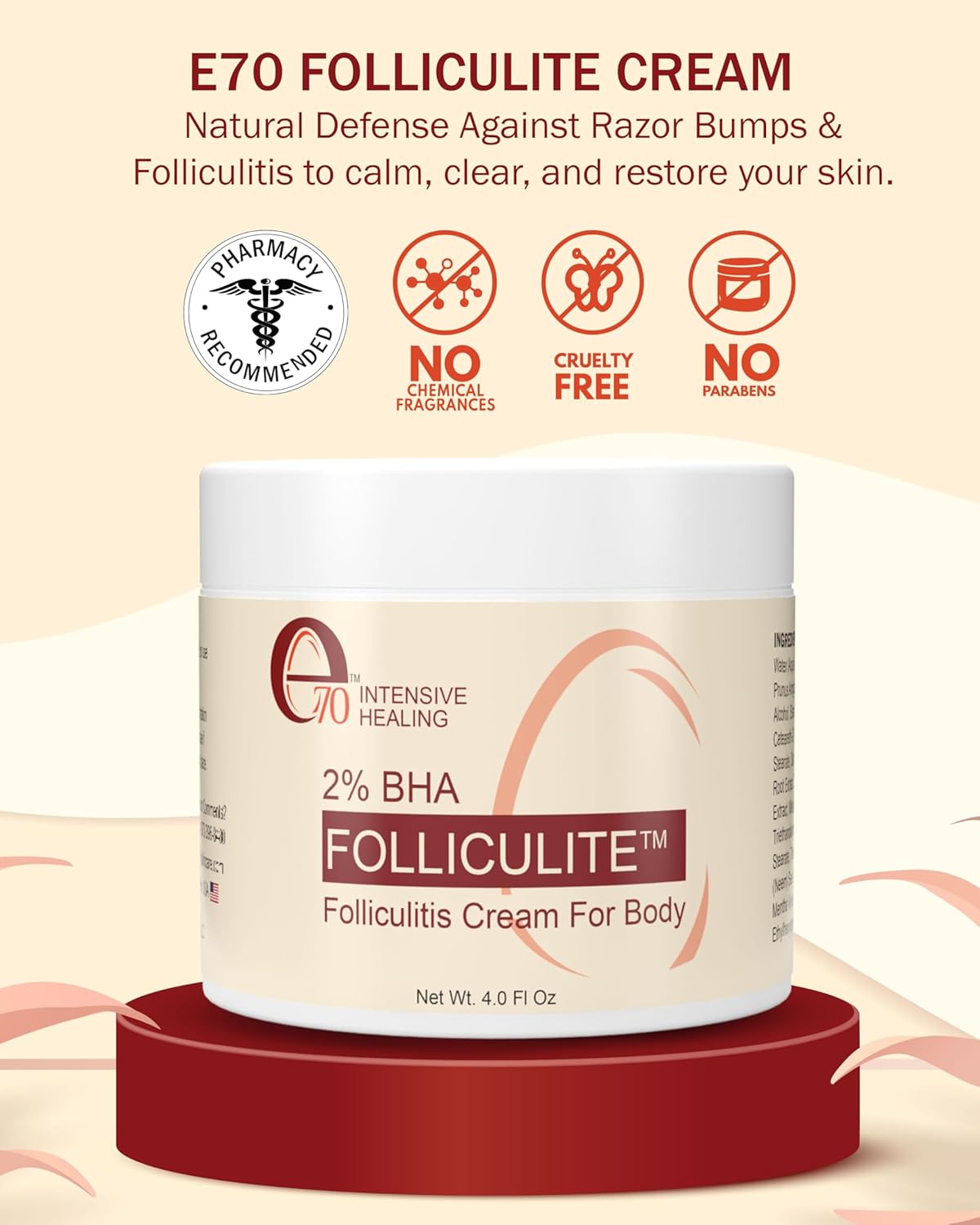 Folliculitis Cream – Folliculitis Treatment for Red Bumps, Ingrown Hairs & Razor Irritation – 2%