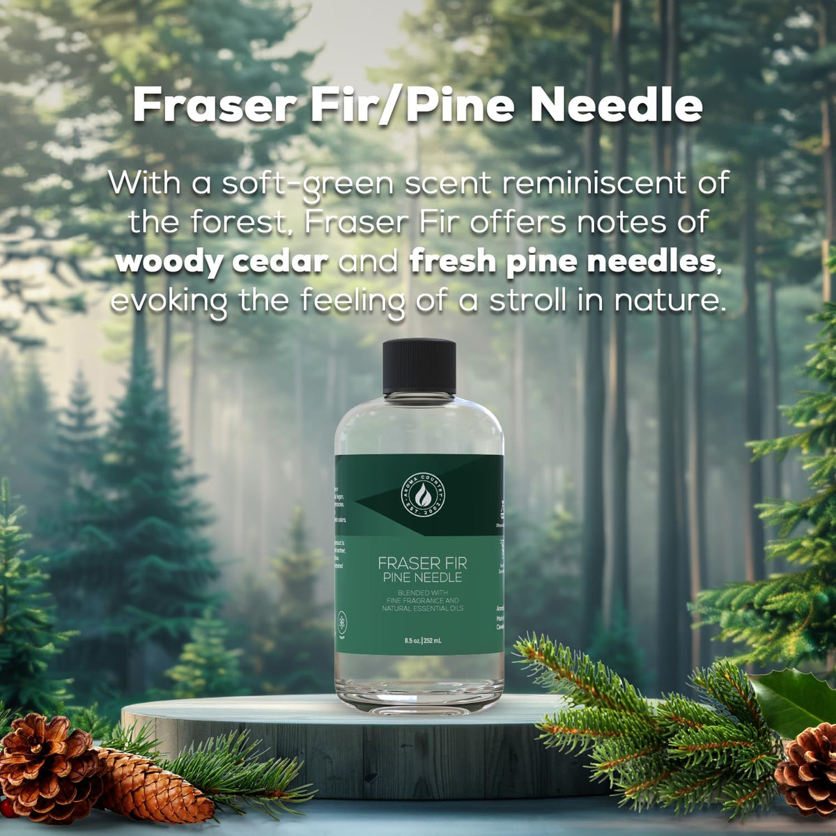 Aroma Country Fraser Fir Diffuser Oil - Luxury Essential Oils for Diffuser Refill & Air Freshener