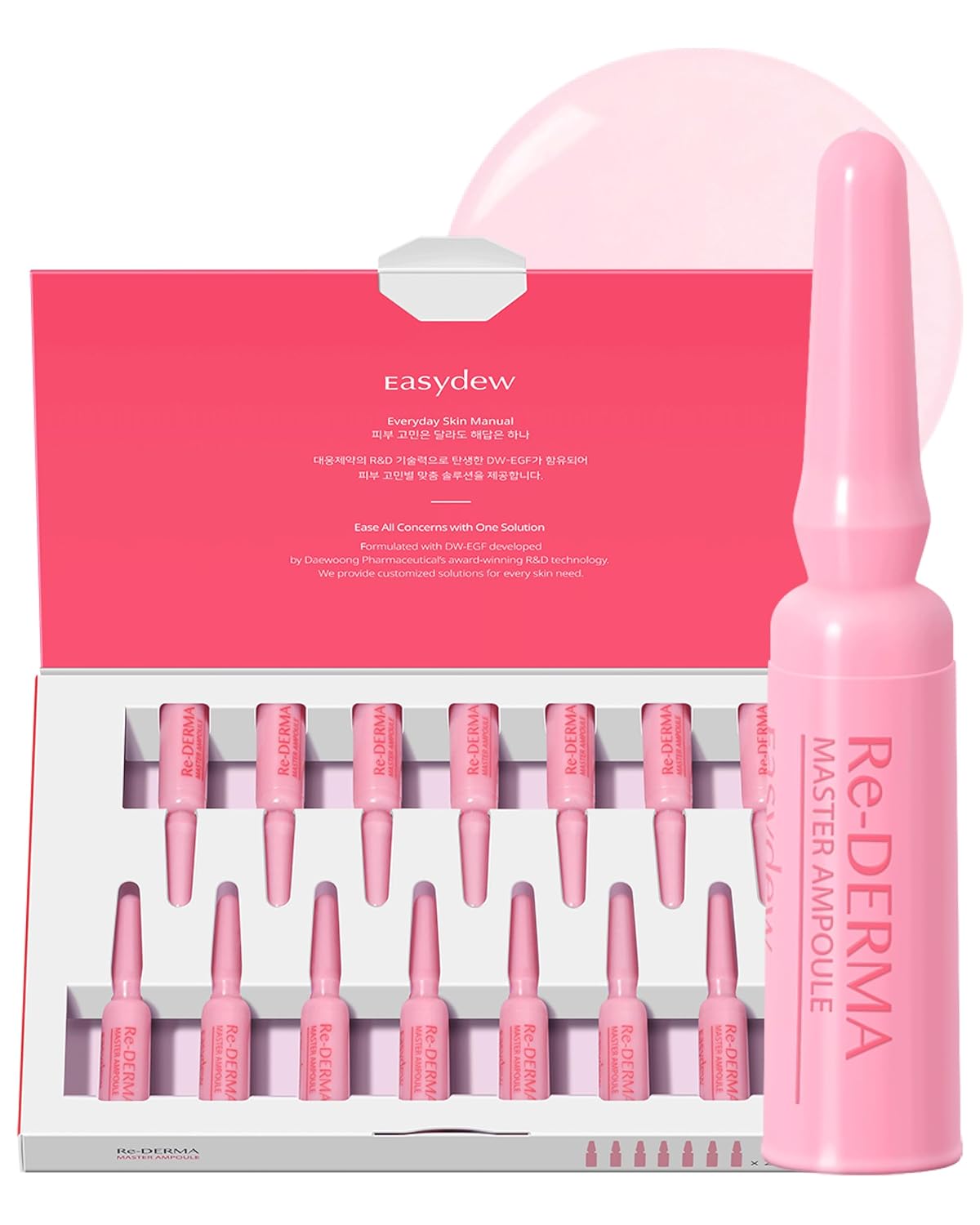 EASYDEW DW-EGF Peptide Re-DERMA Master Ampoule - Korean Anti-Aging Skincare Facial Serum - Firming
