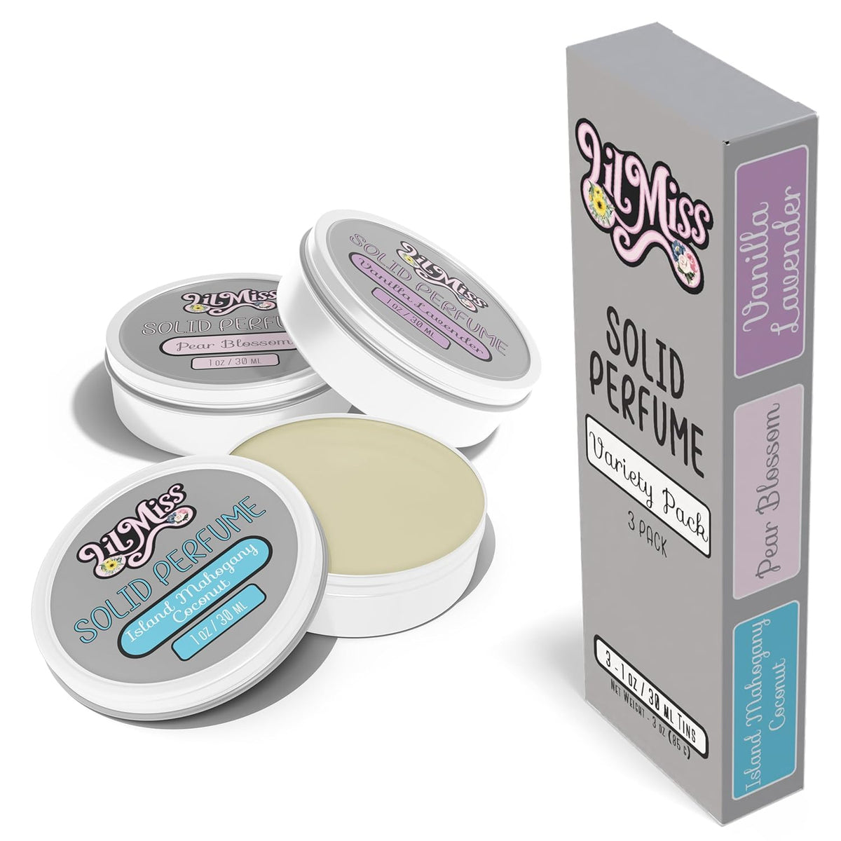Women's Solid Perfume Sampler Set, Fragrance Balm Set for Women, Pack of Three Solid Perfume