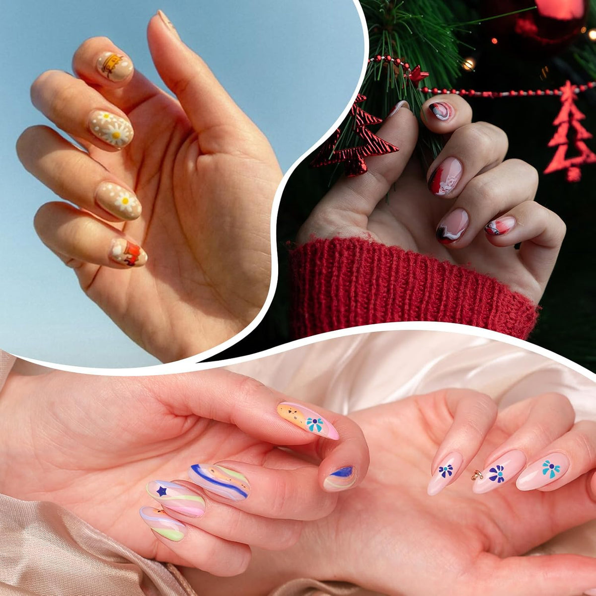 miikoul 12 Colors Nail Art Pens Set 0.7mm Art Graffiti Pen with 10PCS Nail Art Stickers 3D Nail