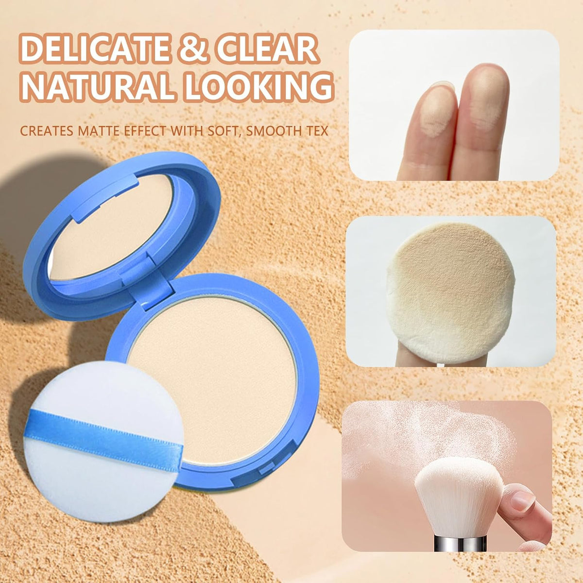 Oil Control Face Pressed Powder,Matte Smooth Flawless Setting Powder Makeup,Waterproof Long Lasting