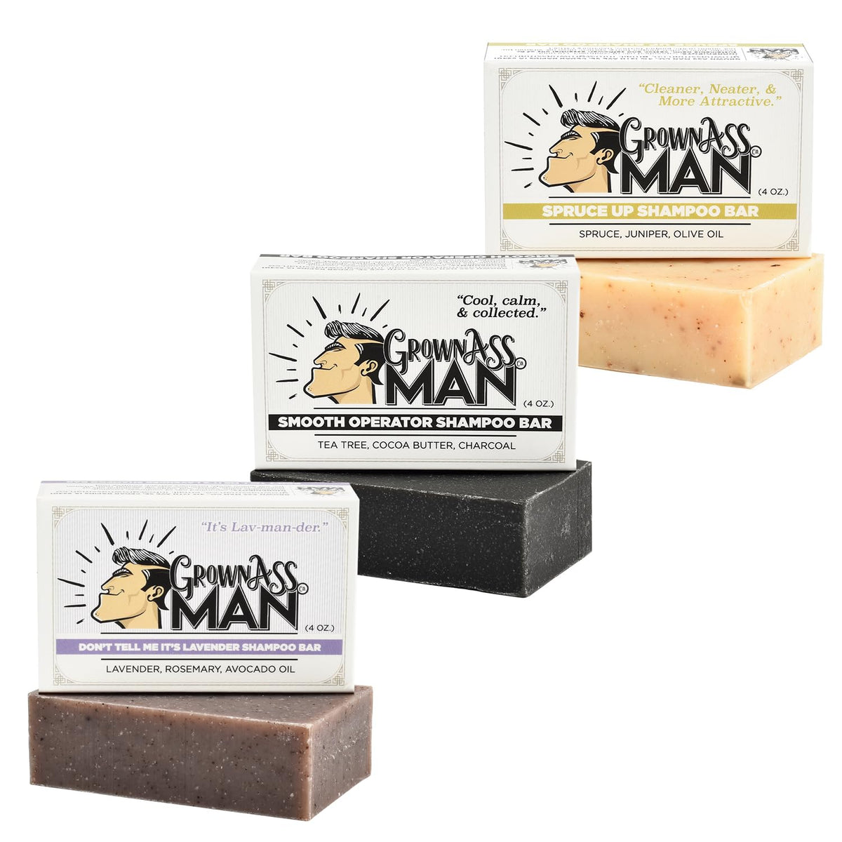 Solid Shampoo Bar Rich Lather 3 in 1: Hair, Beard & Body Wash - Plastic Free & Eco-Friendly