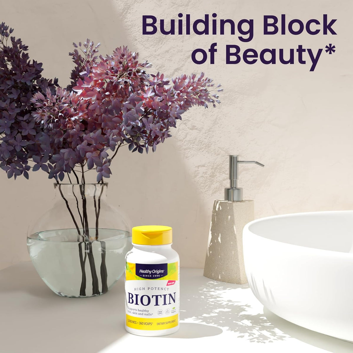 Healthy Origins Biotin 10,000 mcg (USP Grade, Non-GMO, Gluten Free, Hair Support, Nail Support)