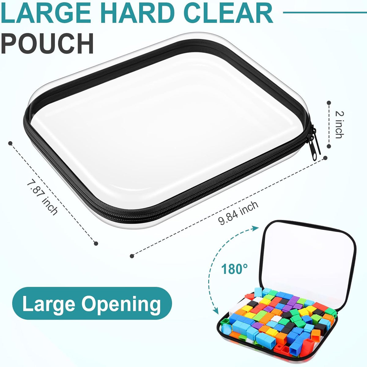 Sanwuta 6 Pcs Clear Hard Zipper Case Pencil Pouches Hard Plastic Zipper Pouches Makeup Bag