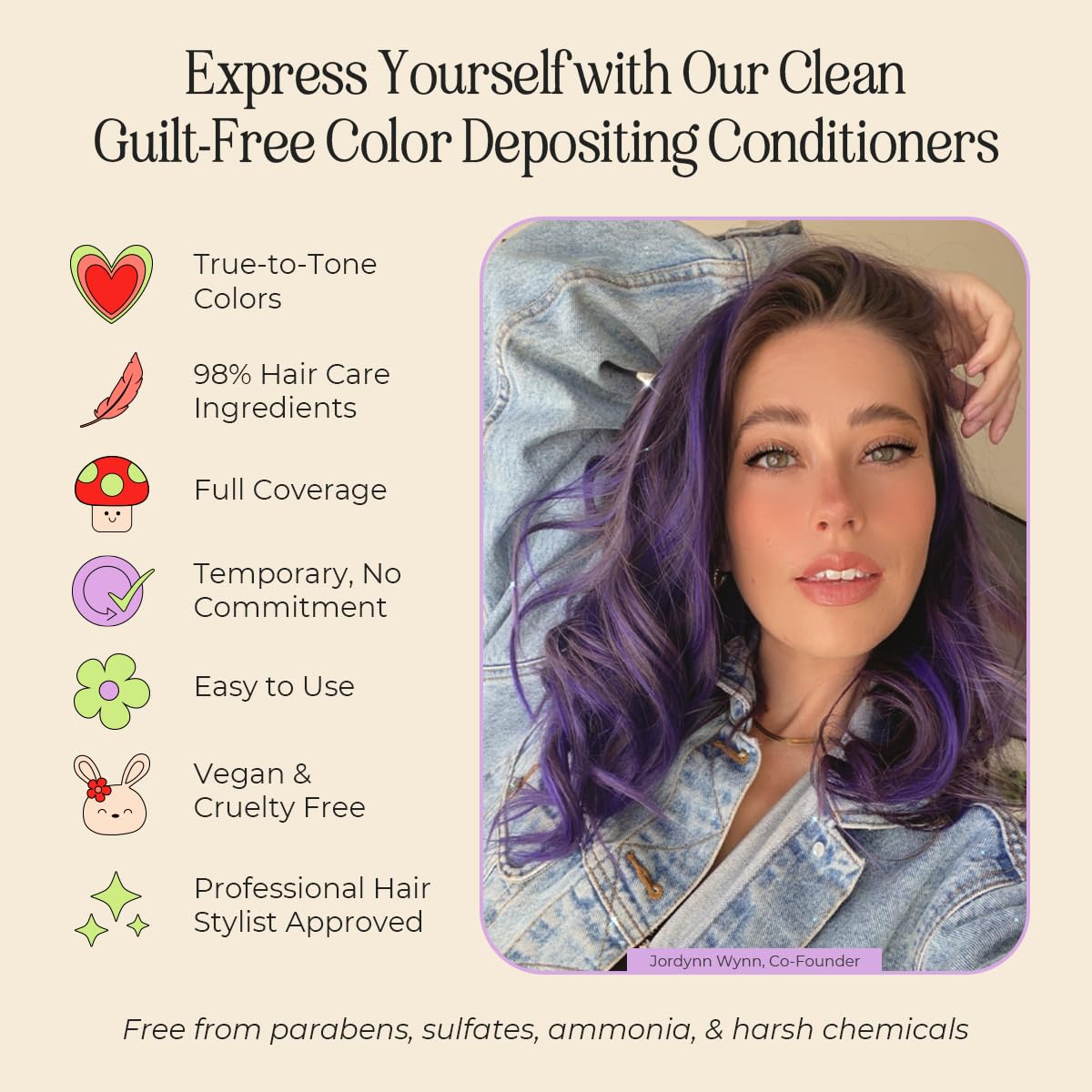 INH Semi Permanent Hair Color | Color Depositing Conditioner | Amethyst Dark Purple Hair Dye | No