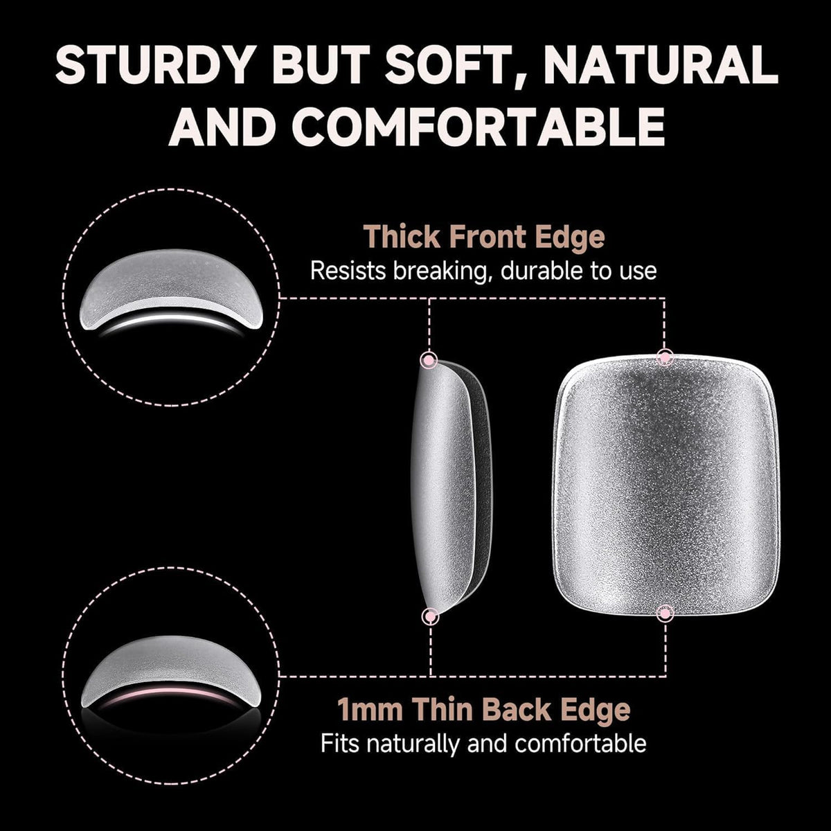 UNA GELLA Toe Nail Tips 504Pcs - Full Cover Matte Squavol Toe Nails Soft Gel Pre-file Gel Toe Nail