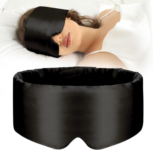 100% Mulberry Silk Sleep Mask Eye Mask for Women Man with Adjustable Band, for Side Sleeper