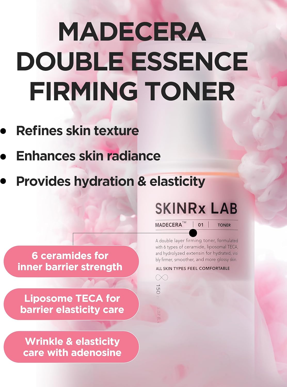 SKINRxLAB MadeCera Cream Double Essence Firming Korean Toner – Dual Layer Hydration Toner with Milk