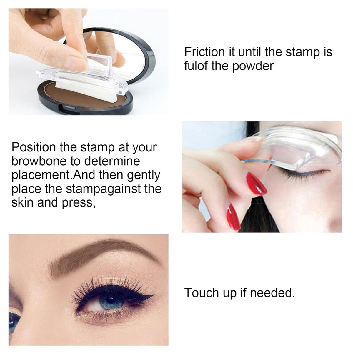 Boobeen Eyebrow Seal Stamp Powder - Waterproof 3 Seconds Eye Make Up Nature Coloring Kit - Creates