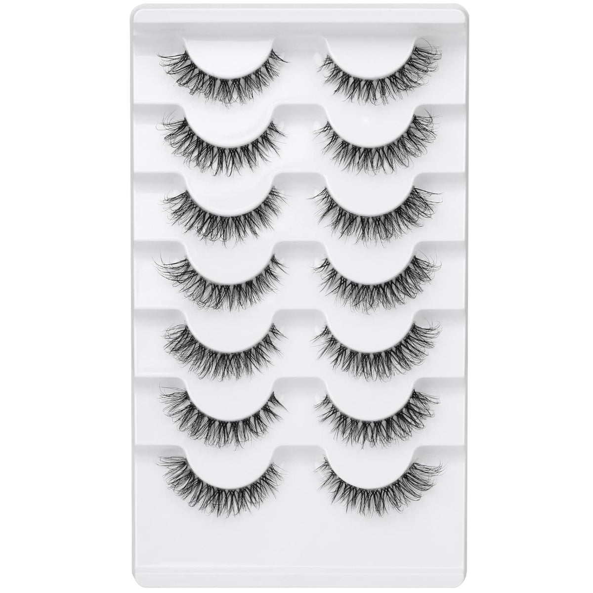 JIMIRE Demi-wispies Faux Mink Eyelashes with Clear Band Russian Strip Lashes Fluffy Natural Look