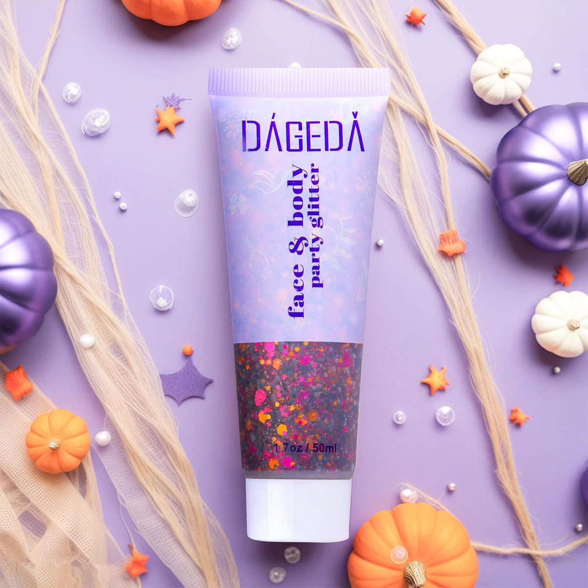 DAGEDA Halloween Black Body Glitter Gel, Face Hair Glitter Body Shimmer, Halloween Costume