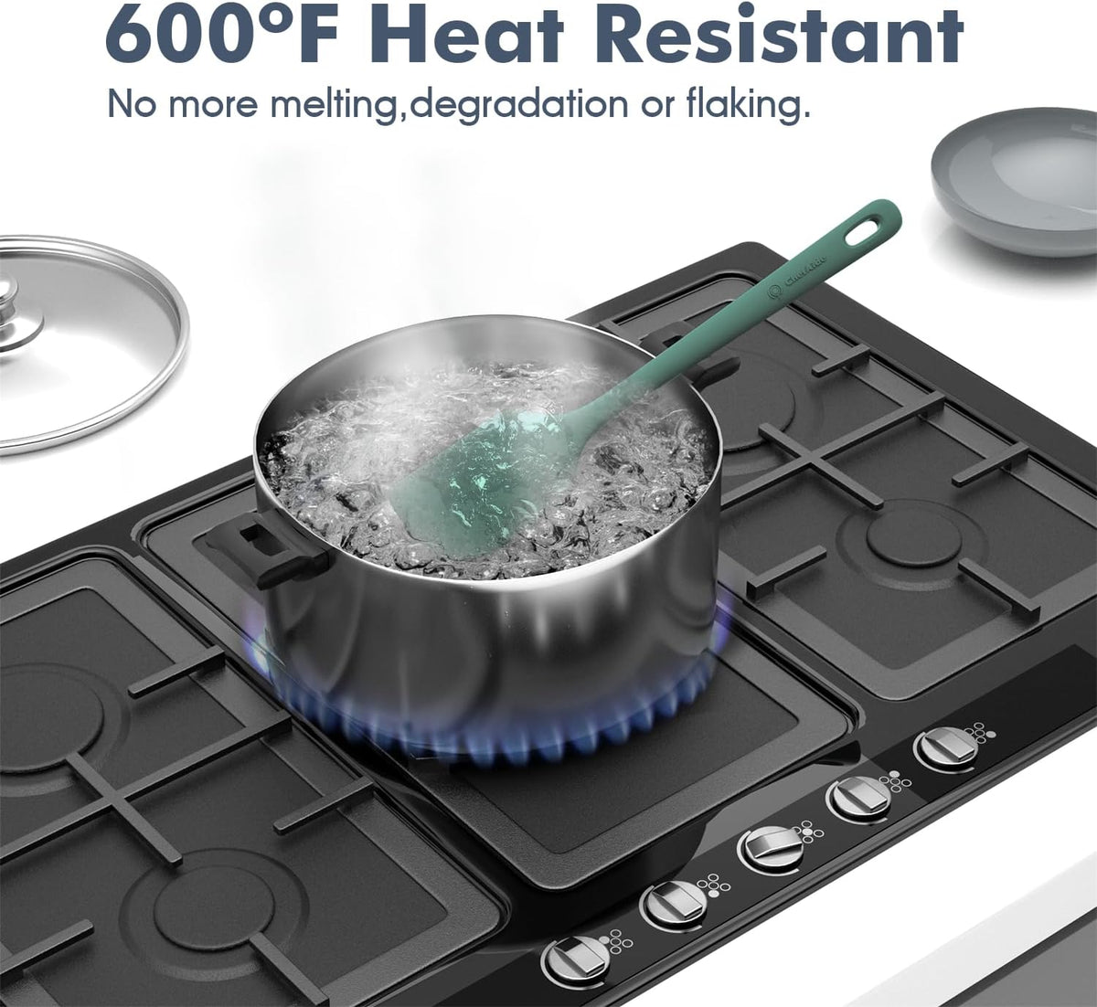 4 Pieces Silicone Spatula Set, Food Grade Rubber Spatula, Upgrade Strong Handle with Ergonomic