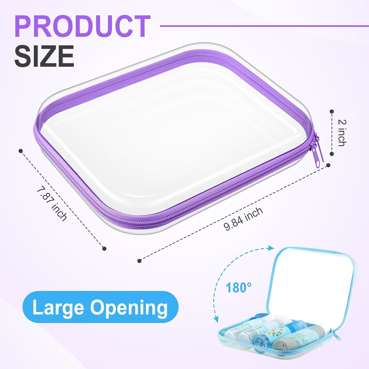 Hoolerry 3 Pcs Clear Hard Zipper Case Plastic Pouch Transparent Hard Case Clear Makeup Bag Portable