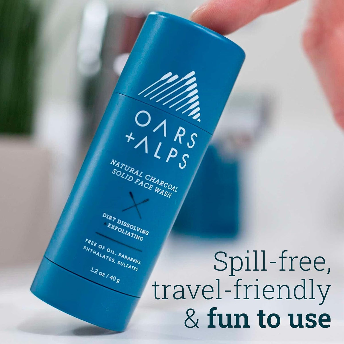 Oars + Alps Exfoliating Face Wash Stick, 2-in-1 Cleanser & Exfoliant with Activated Charcoal &