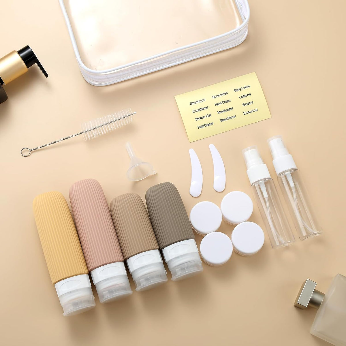 16 Pack Travel Bottles Set, TSA Approved Leak Proof Silicone Squeezable Containers for Toiletries