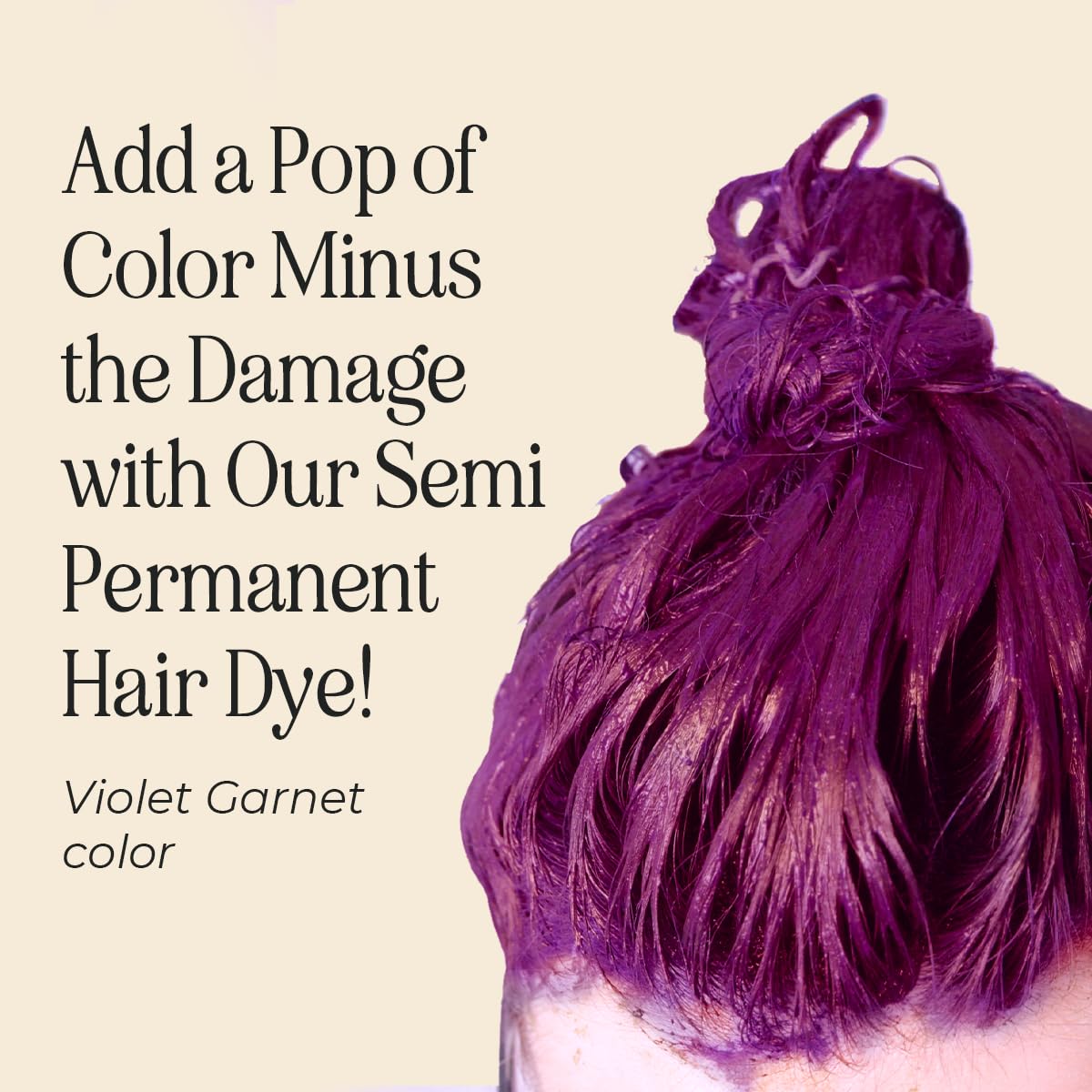 INH Semi Permanent Hair Color | Color Depositing Conditioner | Garnet Violet Hair Dye | No Bleach &