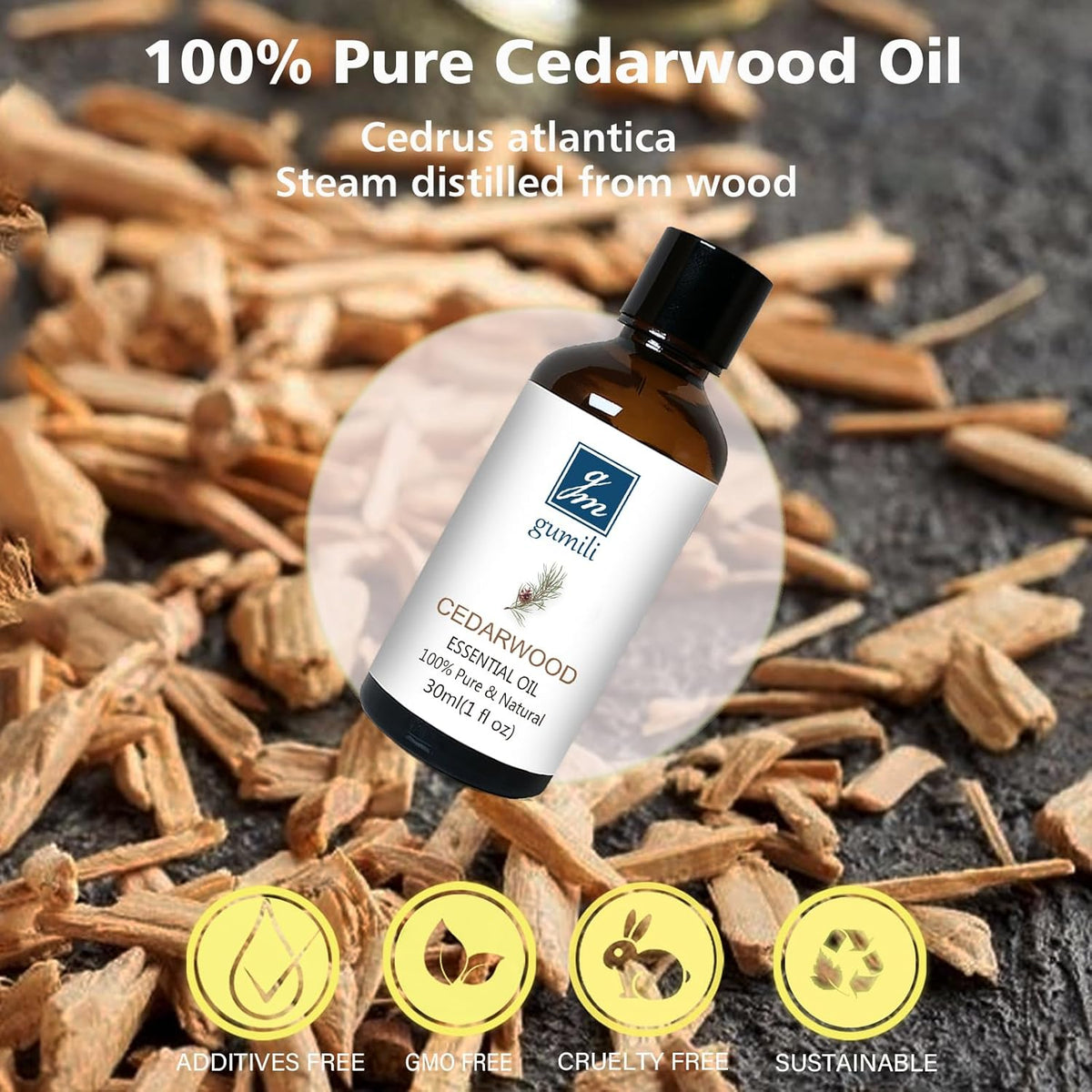 Cedarwood Essential Oil 1 Oz, 100% Pure Natural Cedarwood Oil, Aromatherapy Essential Oils for