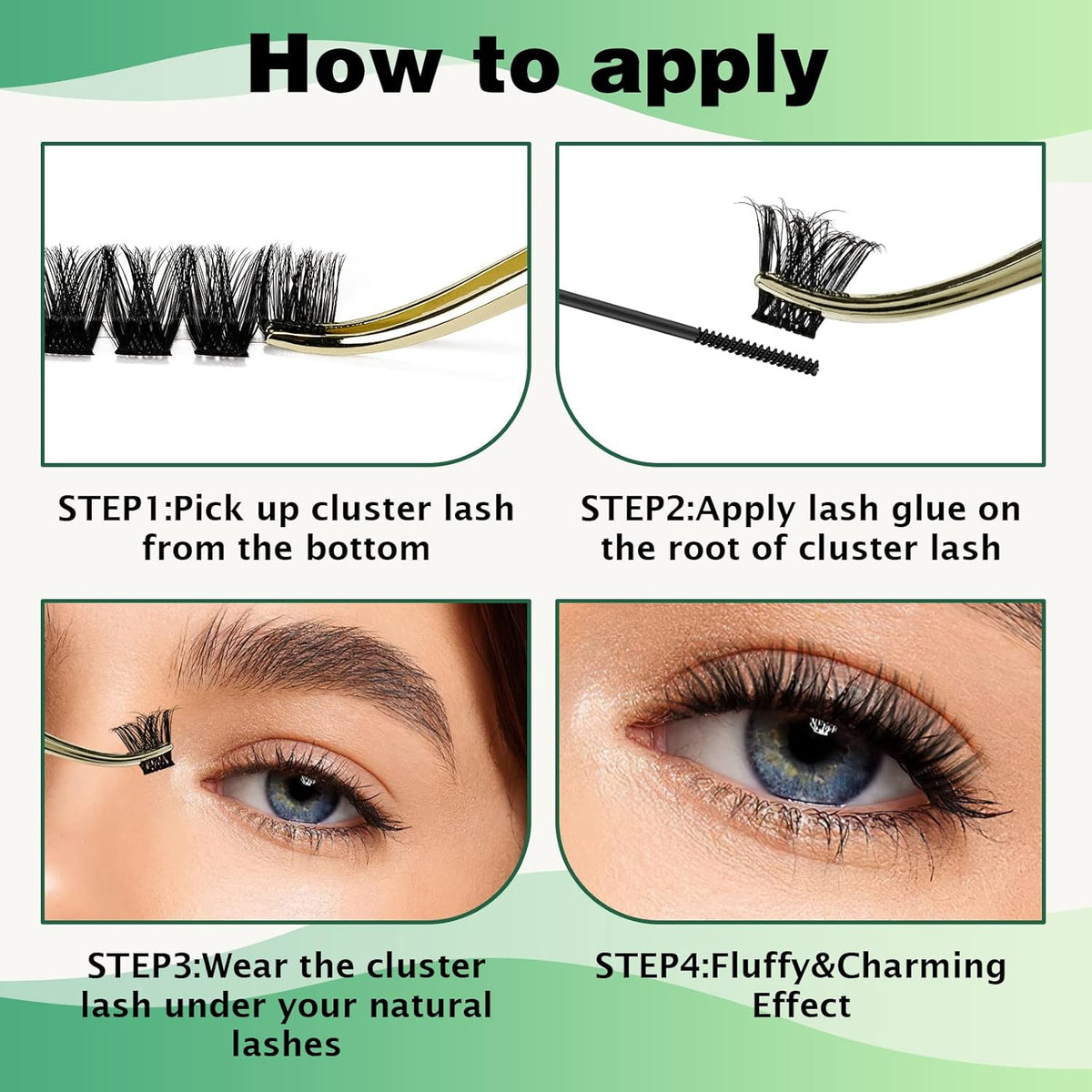 Lash Clusters,96 Pcs Cluster Lashes D Curl 10-18MIX DIY Lash Extensions Eyelash Clusters,KEYYOU