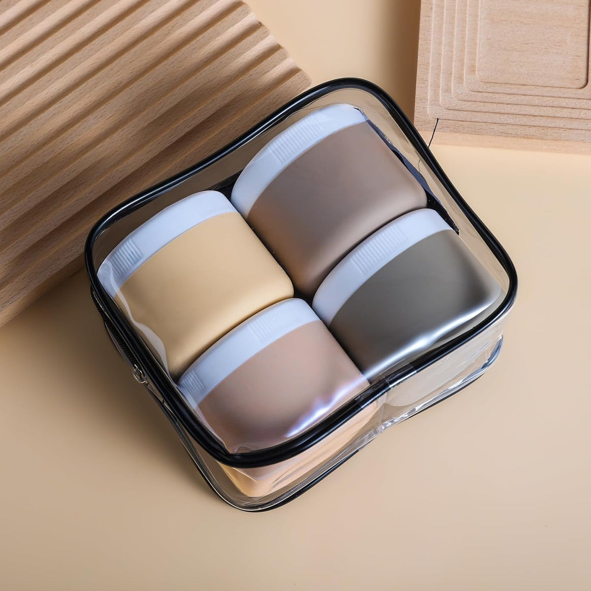 Travel Containers for Toiletries, Silicone Cream Jars BPA-Free, Leak-proof 3oz Travel Size