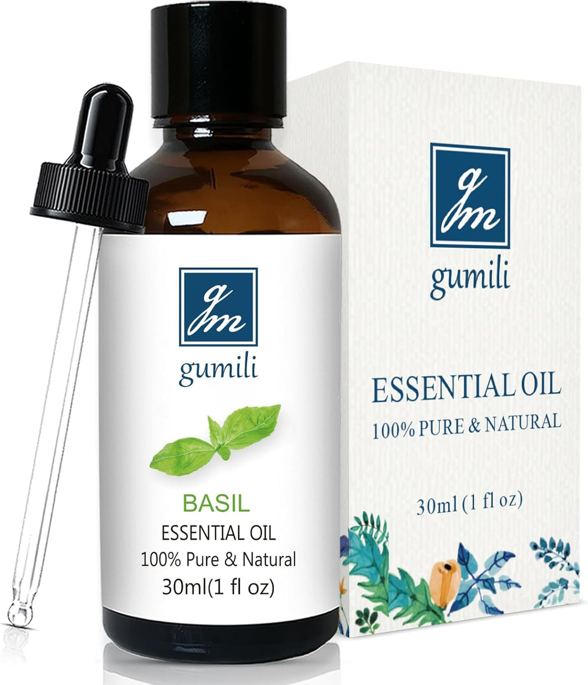 Basil Essential Oil 1 Oz – 100% Pure Natural Basil Oil for Diffuser, Skin, Massage & DIY, Fresh