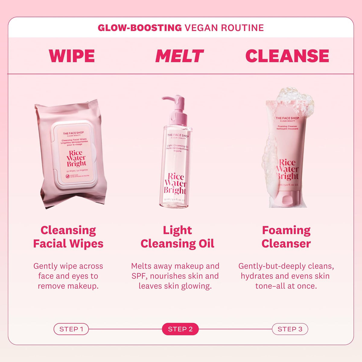 The Face Shop Rice Water Bright Light Facial Cleansing Oil, Daily Makeup Remover, Oil Cleanser