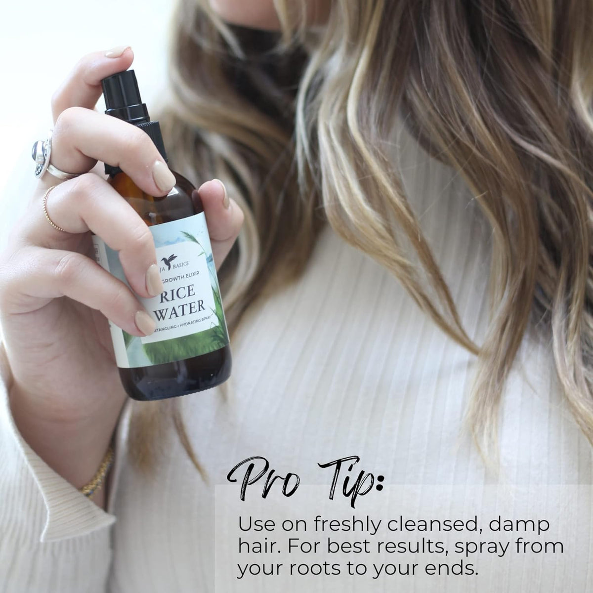 Rice Water For Hair Growth by Baja Basics, Thickness, Strength, Shine - Leave-in Conditioner for