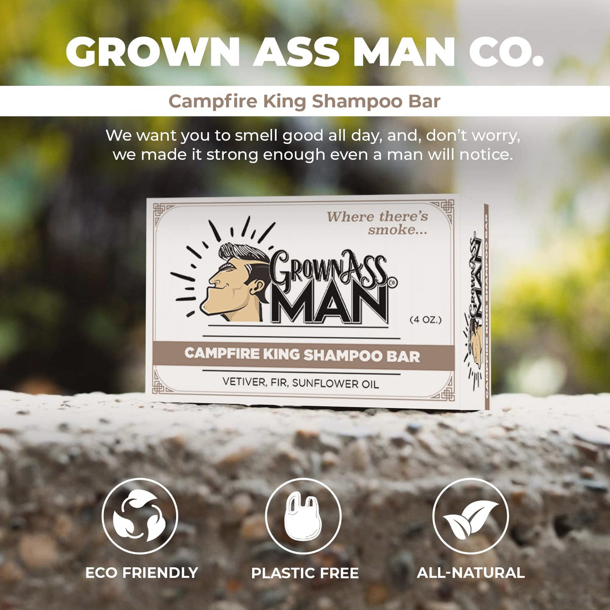 Solid Shampoo Bar Rich Lather 3 in 1: Hair, Beard & Body Wash - Plastic Free & Eco-Friendly