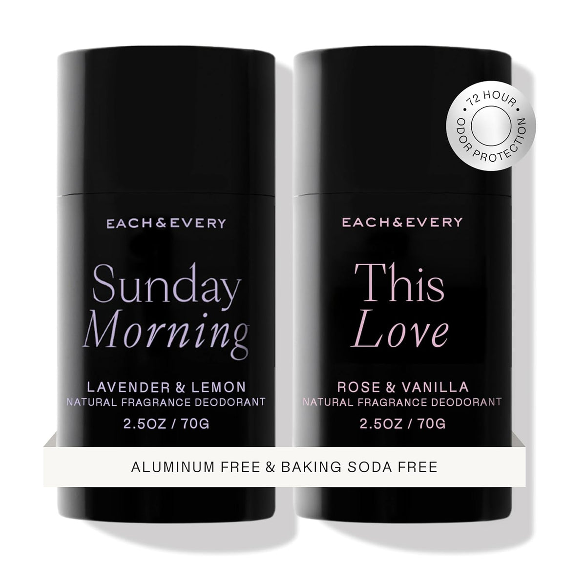 Each & Every Aluminum Free Deodorant for Women & Men, Lavender & Lemon + Rose & Vanilla - All
