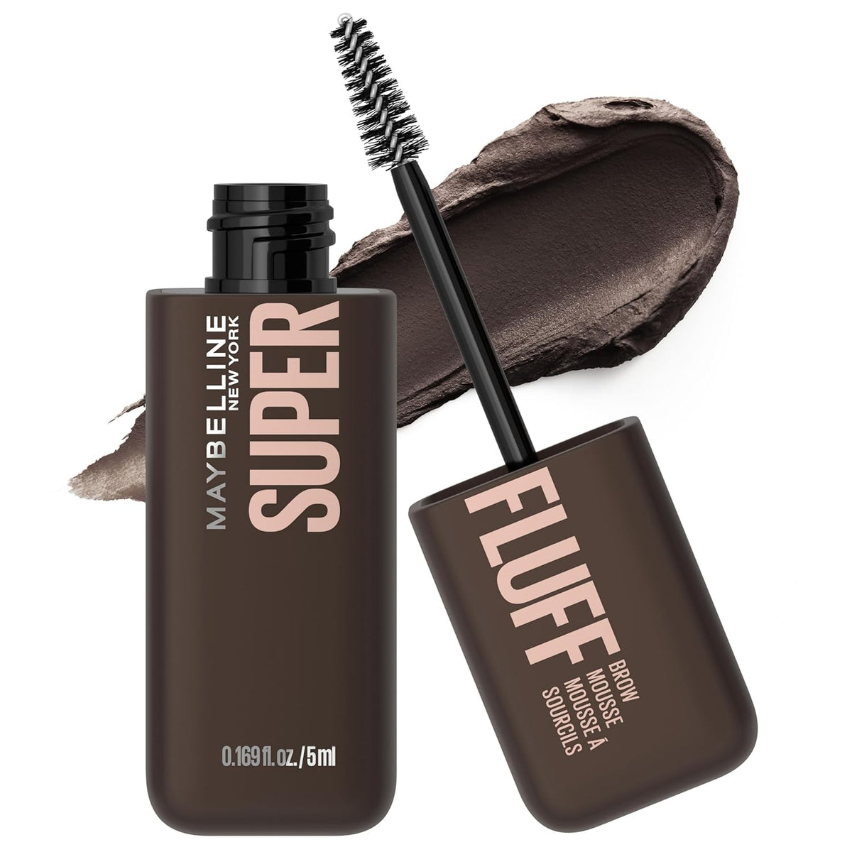 Maybelline Superfluff Volumizing Brow Mousse, All Day Tinted Brow Gel For Soft Full Brows, Black