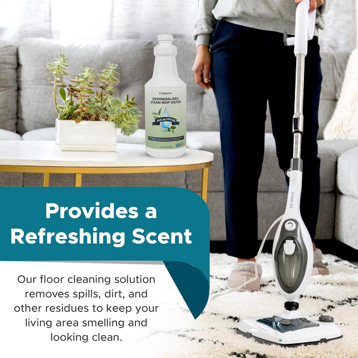 Steam and Go Demineralized Water - Multi-Surface Cleaning Solution for Steam Mop, Ready-to-Use