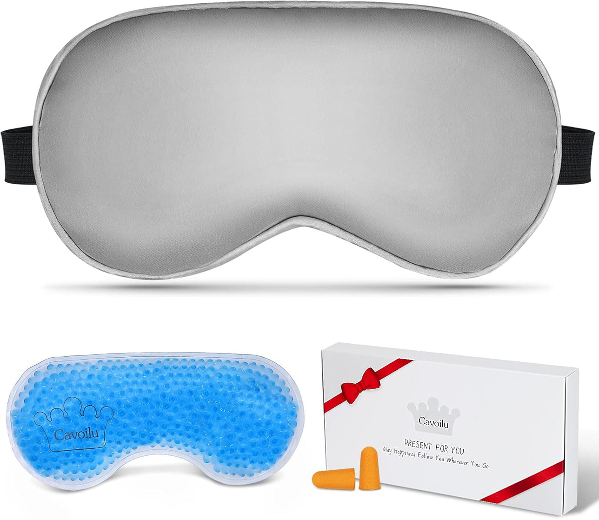 Sleep Mask w/ Cooling Gel Eye Mask, Silk Eye Mask for Sleeping, Hot & Cold Eye Masks, Blindfold Eye