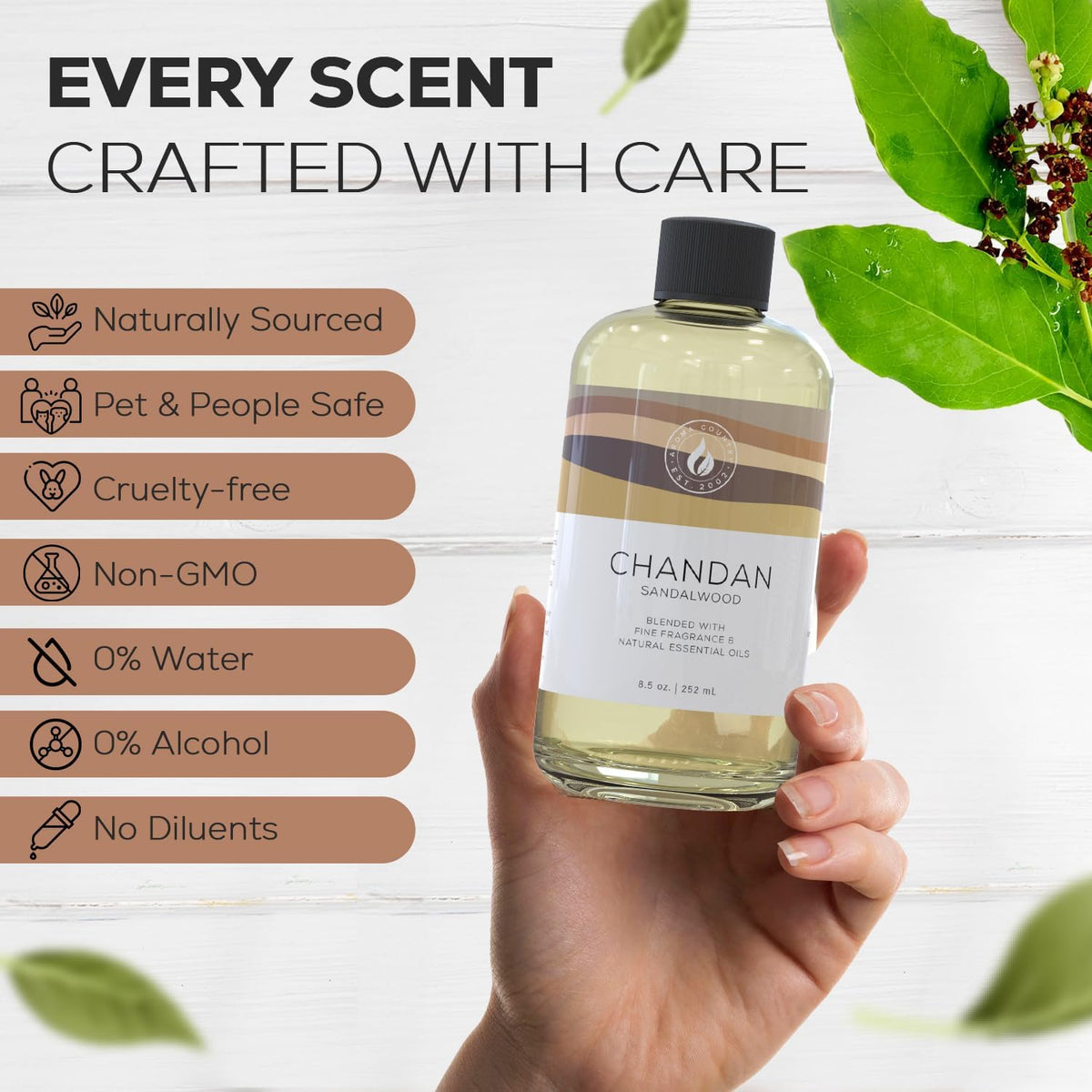 Aroma Country Chandan Diffuser Oil - Luxury Essential Oils for Diffuser Refill & Air Freshener Room