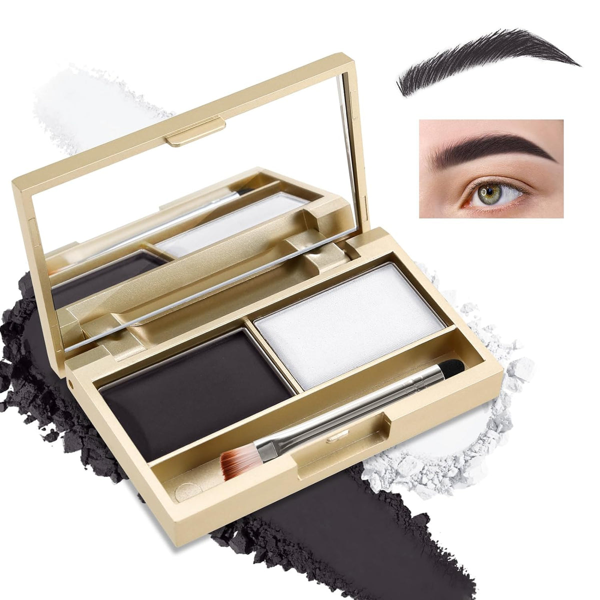 Boobeen Eyebrow Powder Kit, 2-color Waterproof Eyebrow Palette Makeup to Definer & Filler Brows