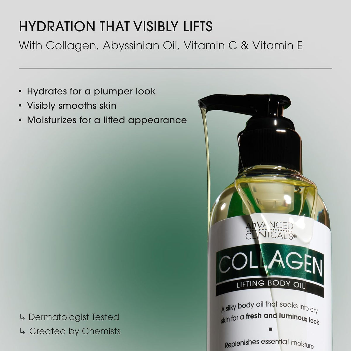 Advanced Clinicals Hydrating Collagen Oil For Body & After Shower | Visible Anti Aging Skincare