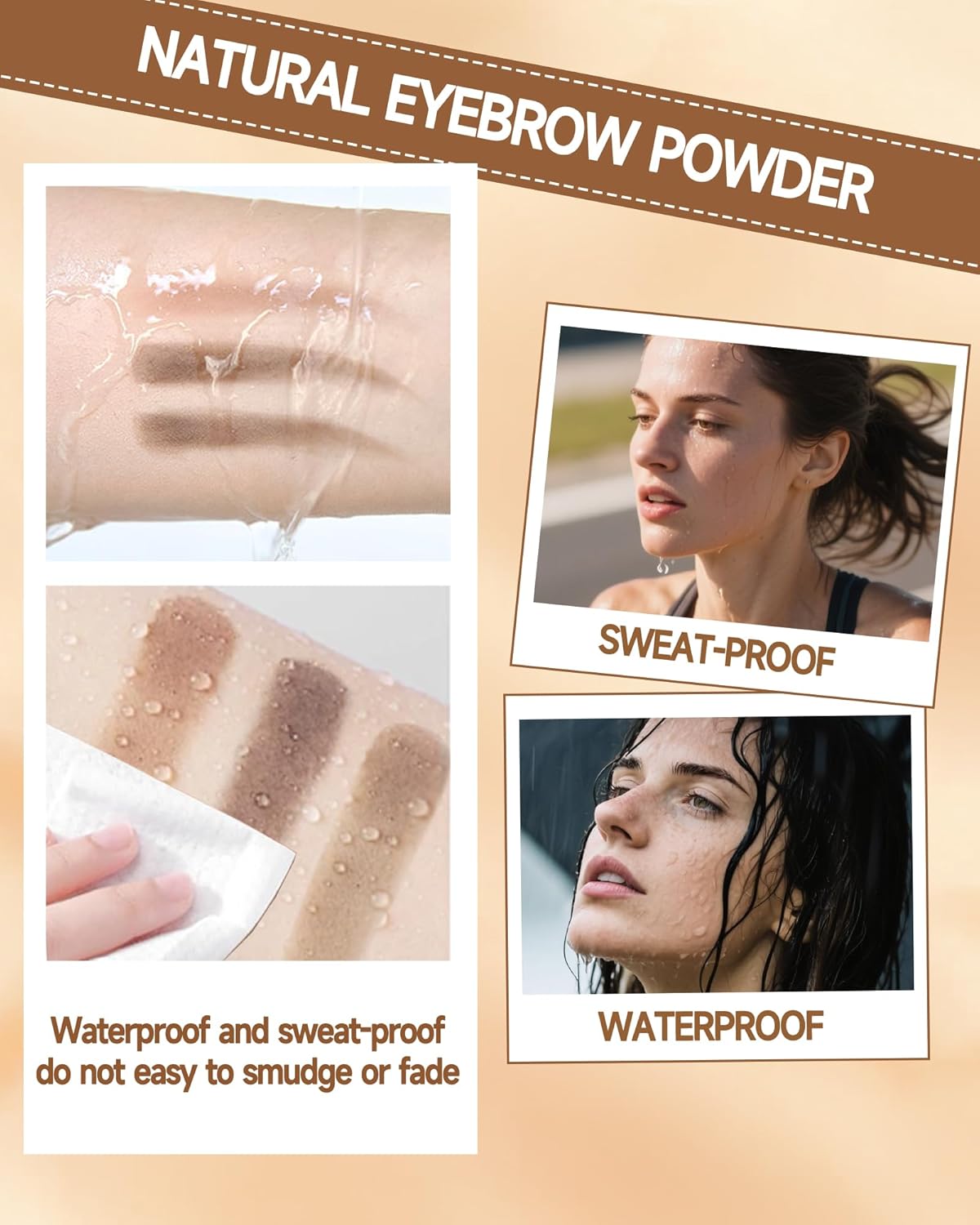 Eyebrow Powder Makeup Kit, 3 in 1 Eyebrow Kit, Brow Powder Palette Waterproof Long-Lasting, Black