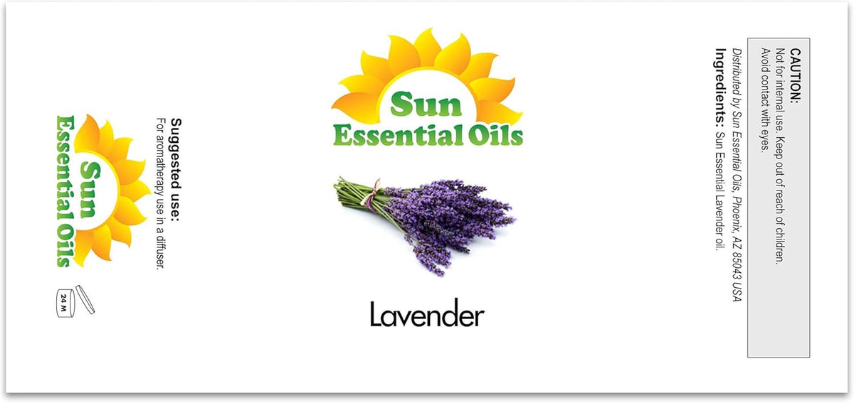 Sun Essential Oil - Lavender Essential Oil 4 oz (118 ml) with Dropper for Diffuser, Humidifier
