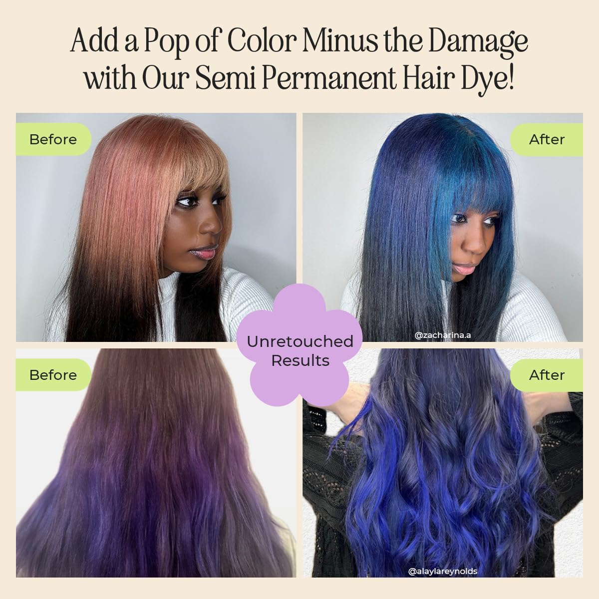 INH Semi Permanent Hair Color | Color Depositing Conditioner | Dark Blue Hair Dye | No Bleach No