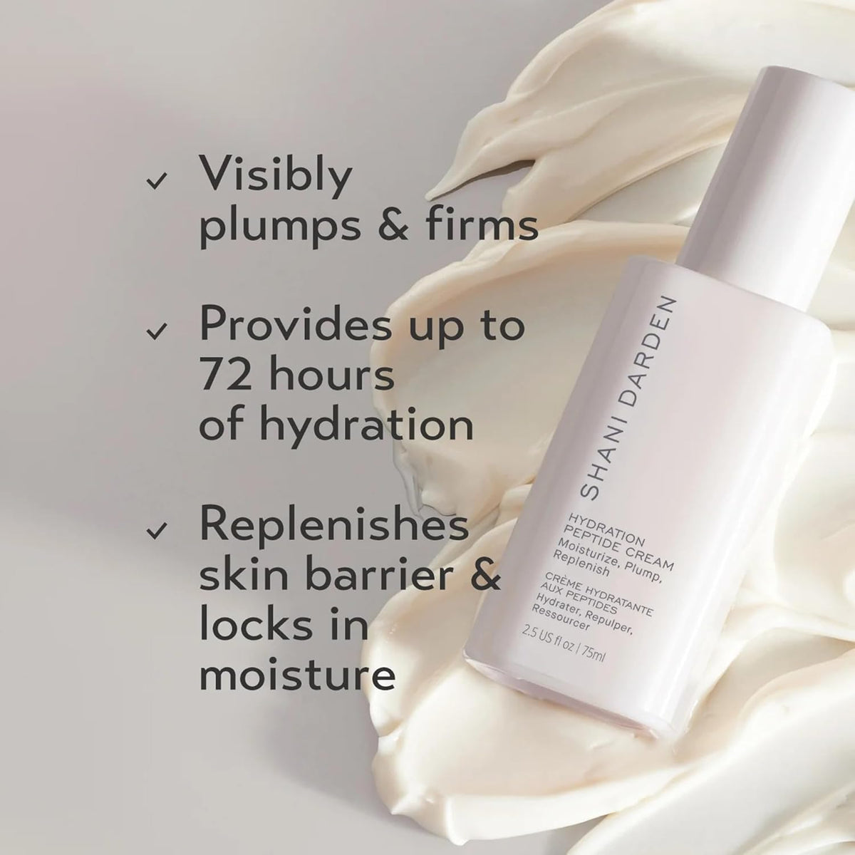 Shani Darden Hydration Peptide Cream, Oil-Free Face Moisturizer with Peptides, Squalane